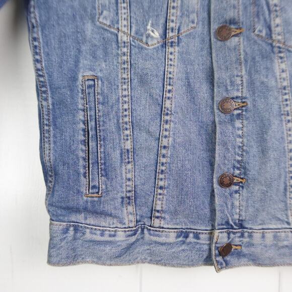 Lucky Brand Jacket Womens SZ S Denim Jean Tomboy Trucker Distressed Classic - Picture 4 of 13
